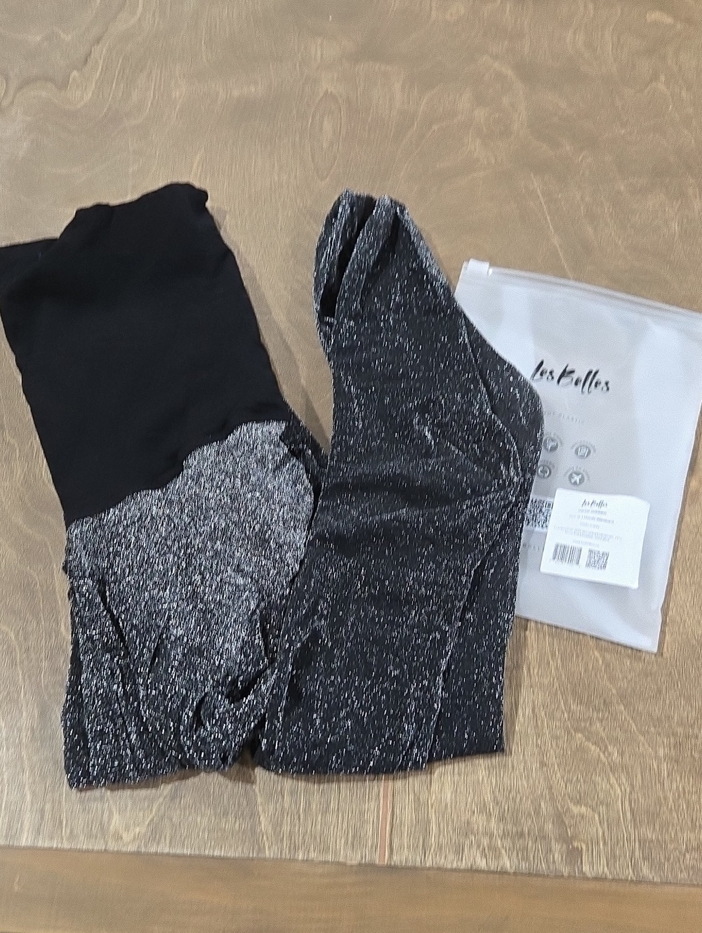 Les Belles NWT Womens Black Sheer Shimmer Tights Panty Hose Hoisery Size XL
